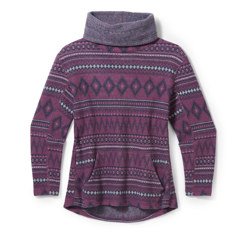 Smartwool Women's Hudson Trail Fleece Pullover Argyle Purple Fairisle Size Small